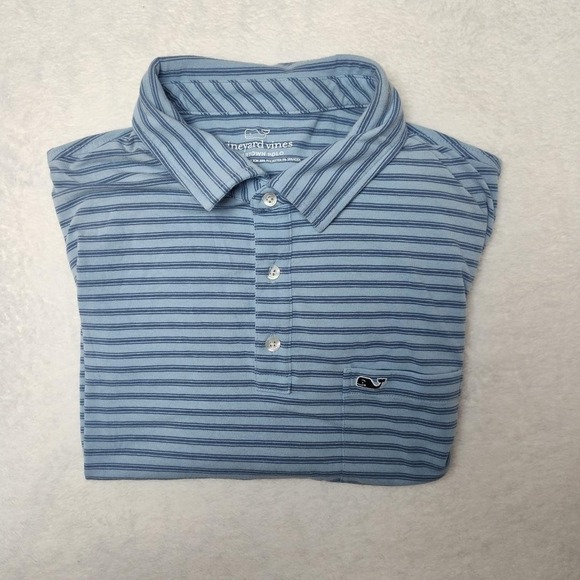 Vineyard Vines Other - Vineyard Vines Edgartown Polo Shirt Mens Large Blue Stripe Pima Cotton Stretch